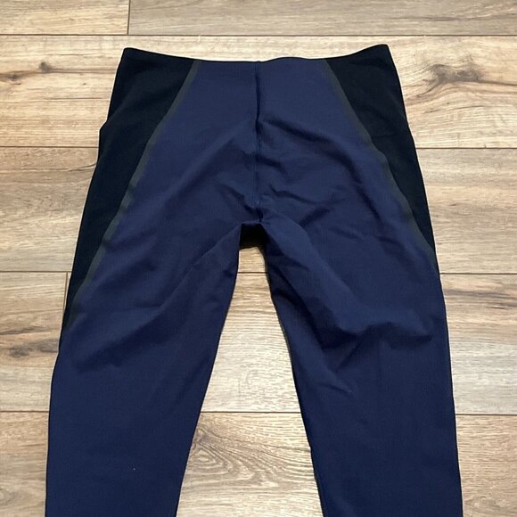 SPANX Every Wear Mesh Contour Active Leggings SZ Large 50082R Navy Black Stretch - Picture 12 of 13